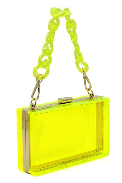 Wallets, Handbags & Accessories Acrylic Chain Handle See Thru Crossbody Clutch