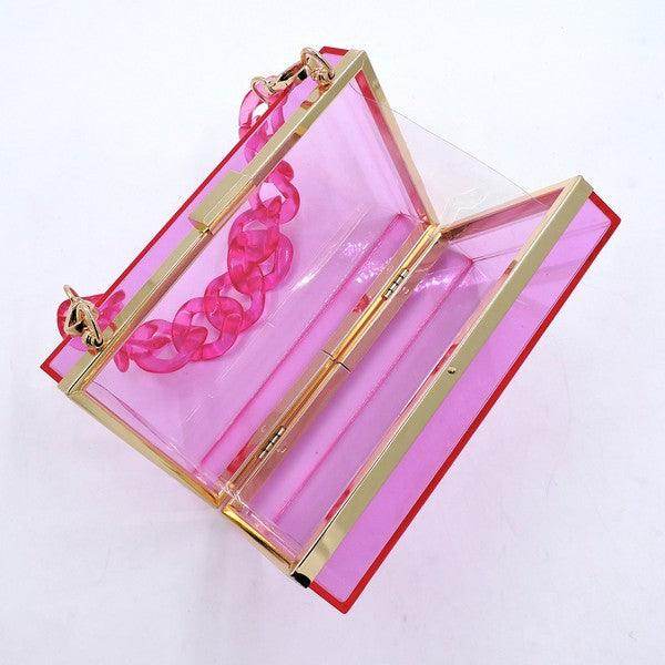 Acrylic Chain Handle See Thru Crossbody Clutch Purse - VacationGrabs