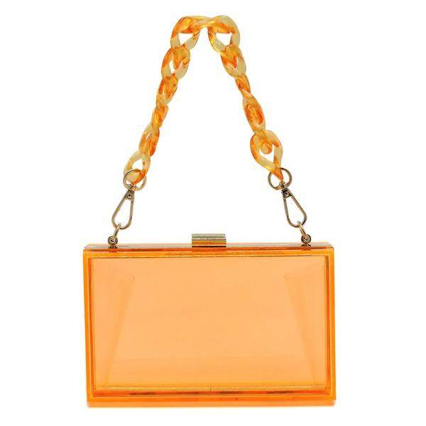 Acrylic Chain Handle See Thru Crossbody Clutch Purse - VacationGrabs