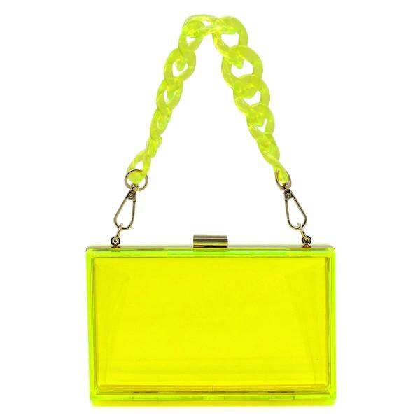 Acrylic Chain Handle See Thru Crossbody Clutch Purse - VacationGrabs