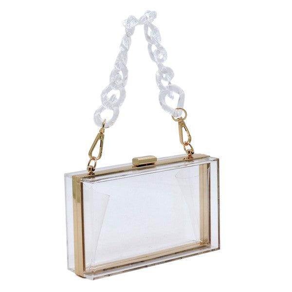 Acrylic Chain Handle See Thru Crossbody Clutch Purse - VacationGrabs