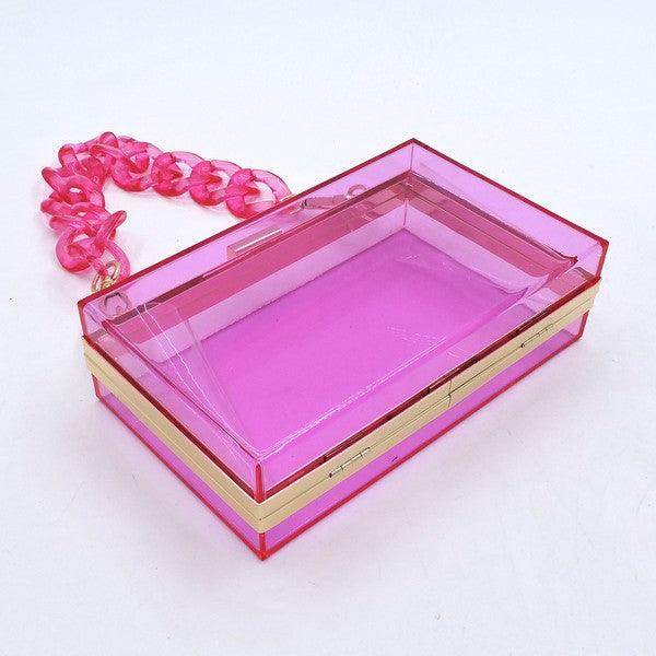 Acrylic Chain Handle See Thru Crossbody Clutch Purse - VacationGrabs