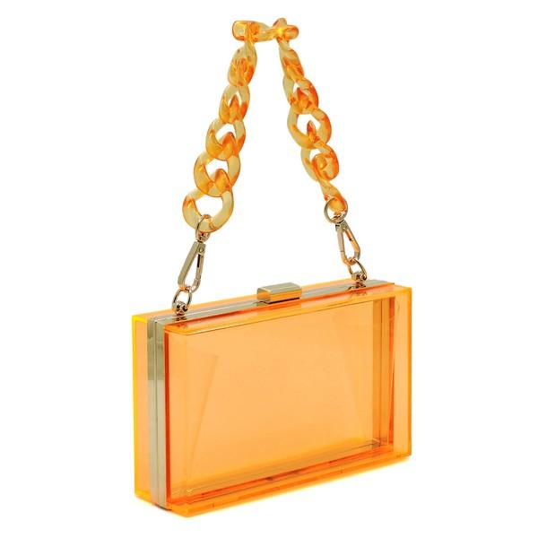 Wallets, Handbags & Accessories Acrylic Chain Handle See Thru Crossbody Clutch
