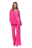 Women's Outfits & SetsPleated Blouse and Pants Set - VacationGrabs