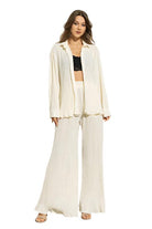 Women's Outfits & SetsPleated Blouse and Pants Set - VacationGrabs