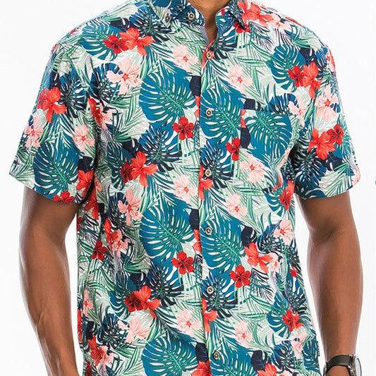 Men's Shirts Vacation Shirts for Men Hawaiian Print Button Down Shirt