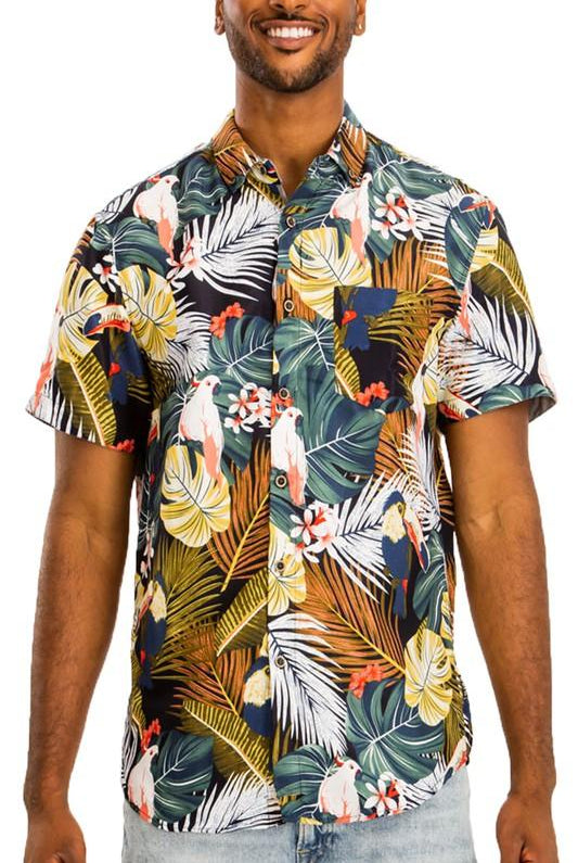 Men's Shirts Hawaiian Print Button Down Shirts for Men Multi