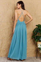 Women's Dresses Open Crossback Maxi Dress in Turquoise