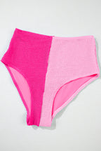 Colorblock Corded Top & High Waist Bikini Set