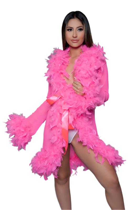 Women's Sleepwear/LoungewearWomens Boa Trim Lux Robe - VacationGrabs