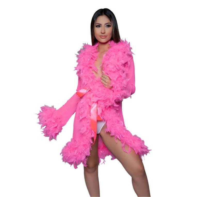 Womens Boa Trim Lux Robe - VacationGrabs