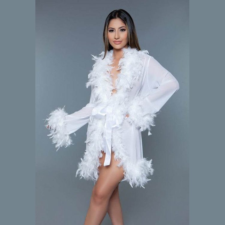 Womens Boa Trim Lux Robe - VacationGrabs