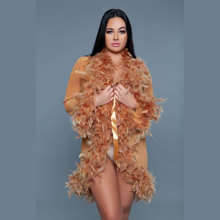 Womens Boa Trim Lux Robe - VacationGrabs