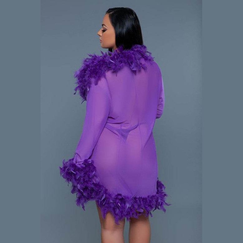 Womens Boa Trim Lux Robe - VacationGrabs