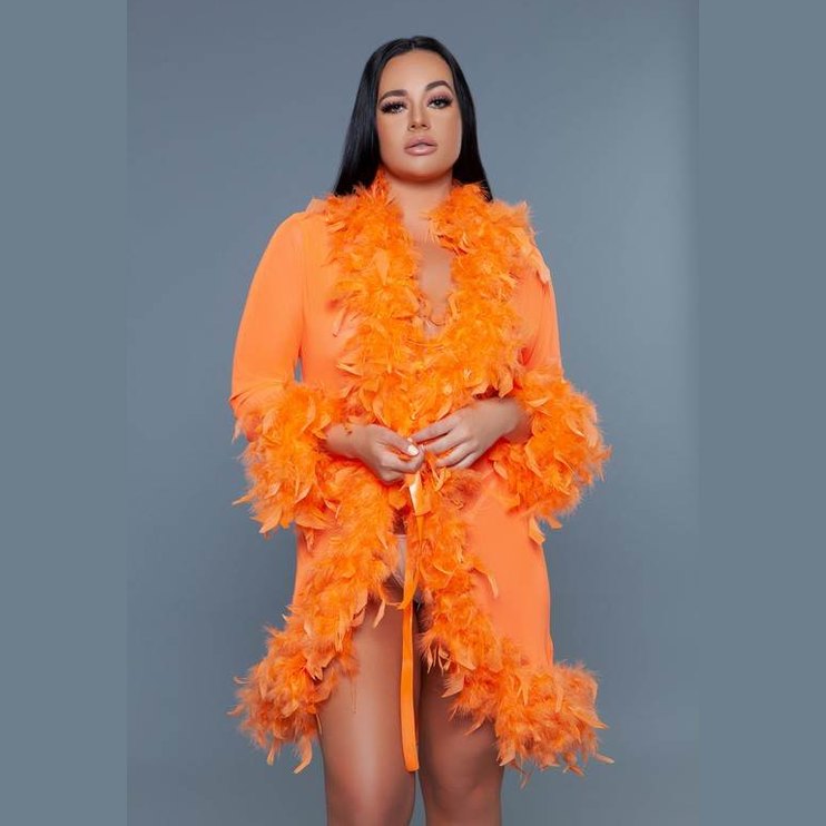 Womens Boa Trim Lux Robe - VacationGrabs