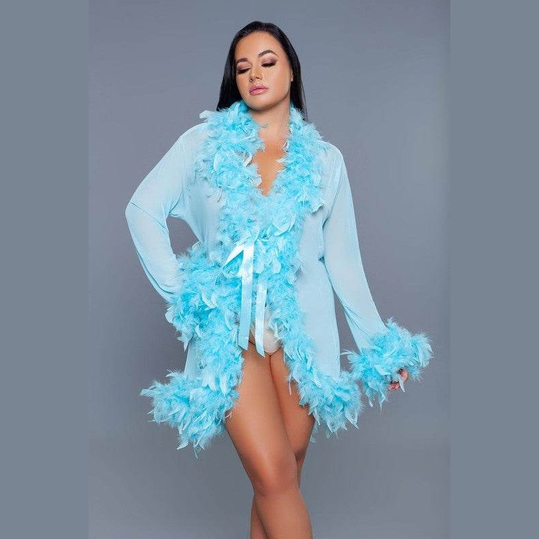Womens Boa Trim Lux Robe - VacationGrabs
