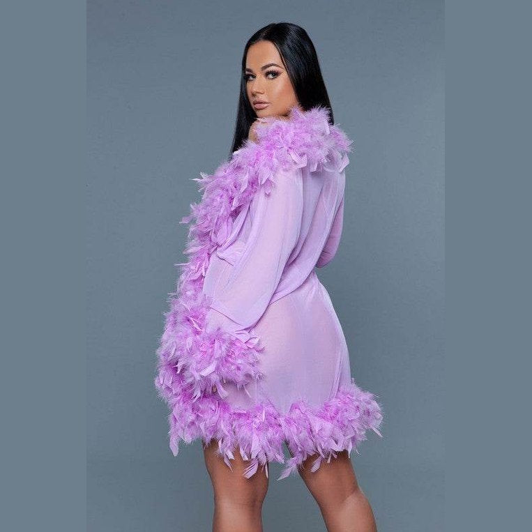 Womens Boa Trim Lux Robe - VacationGrabs