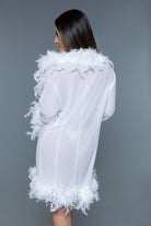 Women's Sleepwear/LoungewearWomens Boa Trim Lux Robe - VacationGrabs