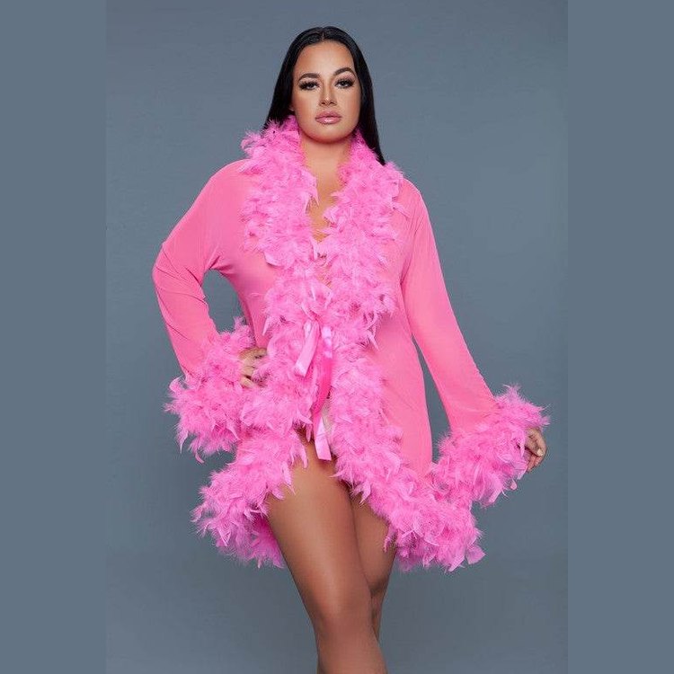 Womens Boa Trim Lux Robe - VacationGrabs