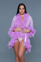 Women's Sleepwear/LoungewearWomens Boa Trim Lux Robe - VacationGrabs