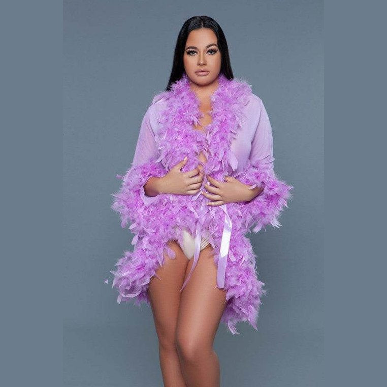 Womens Boa Trim Lux Robe - VacationGrabs