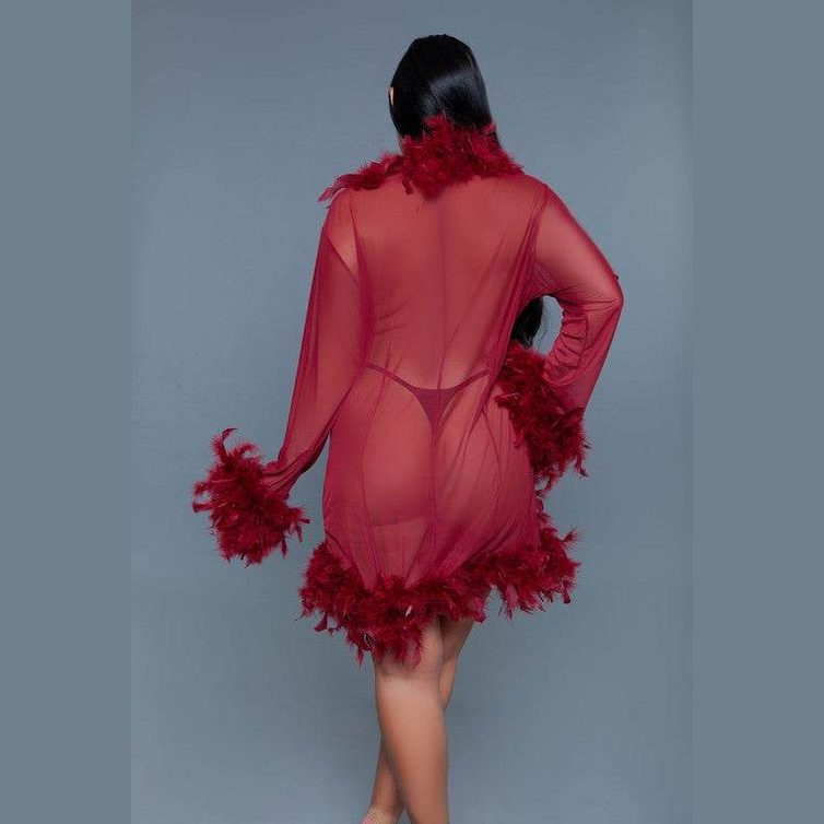 Womens Boa Trim Lux Robe - VacationGrabs