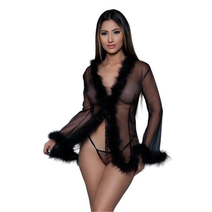 Womens Bou Short Robe Lingerie Set - VacationGrabs