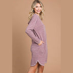 Culture Code Full Size Hooded Long Sleeve Sweater Dress - VacationGrabs