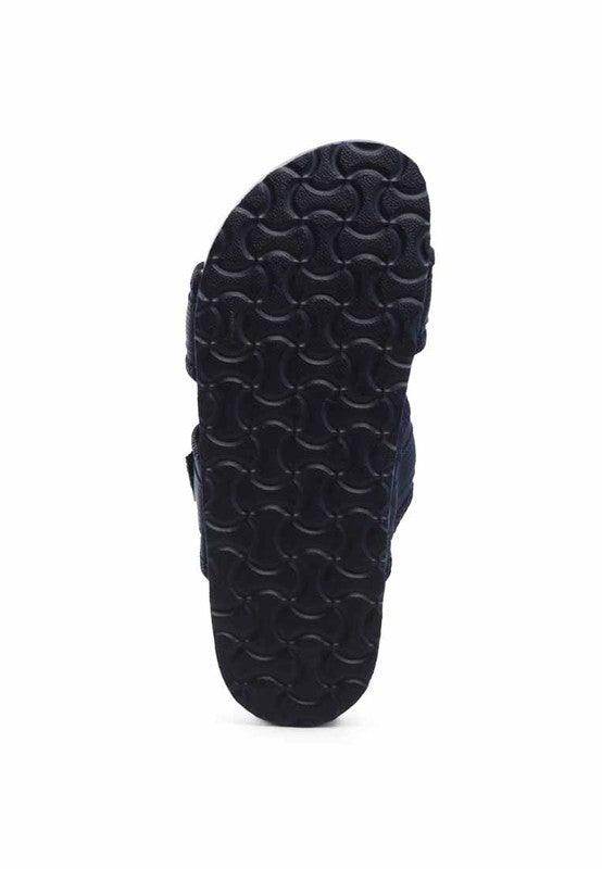 Rag Company women's shoes, navy flat sandals with textured sole
