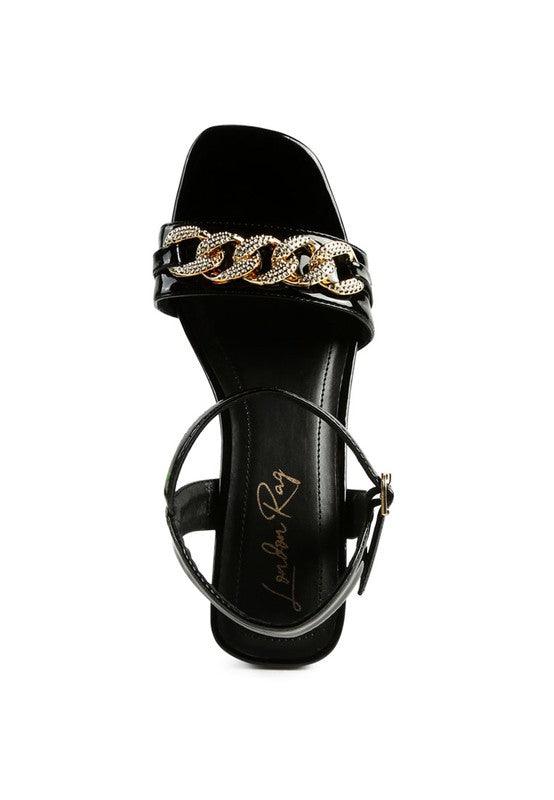 Women's Shoes - Sandals Women's Shoes Illusion Geometric Cut Diamante Chain Sandal
