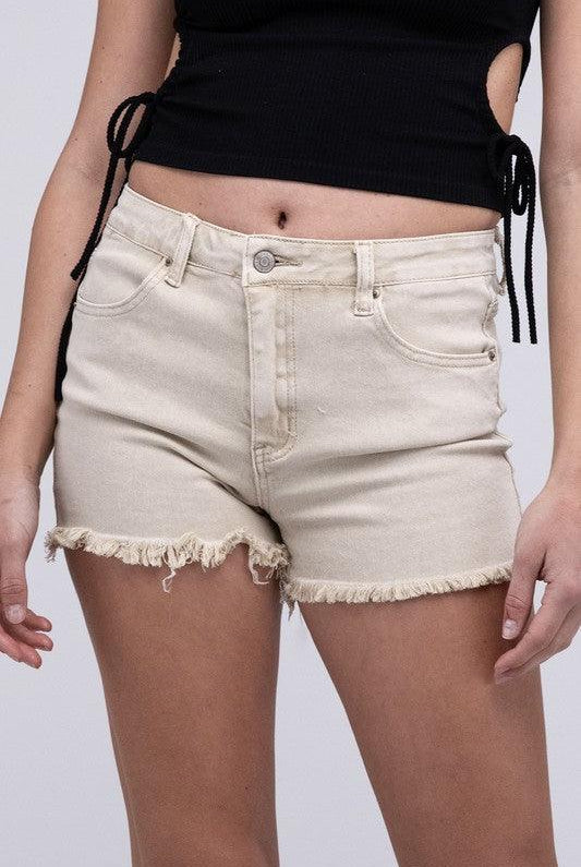 Women's Shorts Acid Washed Frayed Cutoff Hem Shorts