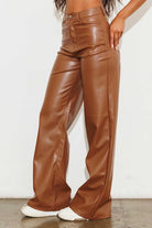 Women's PantsVegan Leather Wide Leg Pants - VacationGrabs