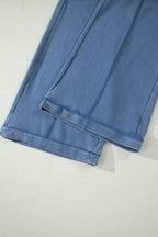 Solid Mineral Wash Drawstring Wide Leg Pants