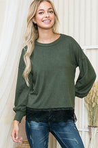 Lace Bottom Light Sweater Knit - VacationGrabs