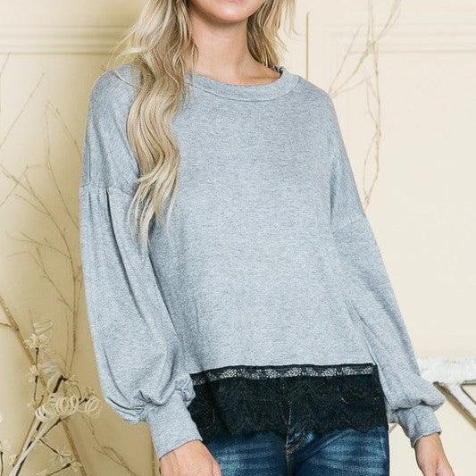 Women's Sweaters Lace Bottom Light Sweater Knit