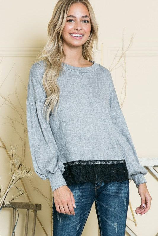 Women's Sweaters Lace Bottom Light Sweater Knit