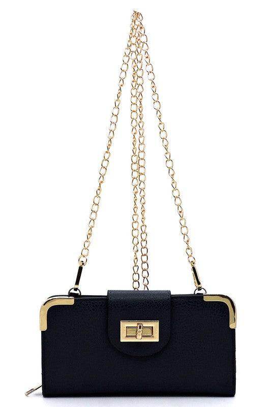 Fashion Turn Lock Crossbody Wallet - VacationGrabs