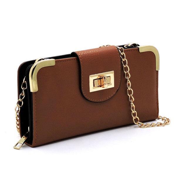 Wallets, Handbags & Accessories Fashion Turn Lock Crossbody Wallet