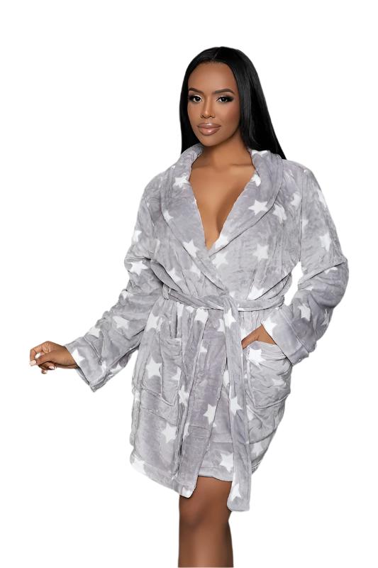 Women's Sleepwear/LoungewearKaylee Robe Star Print Womens Robe - VacationGrabs