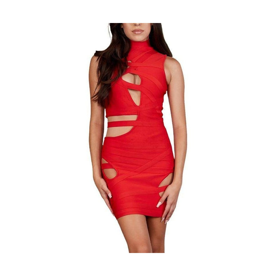 Athina Feeling Little Risky Cutout Bandage Dress - VacationGrabs
