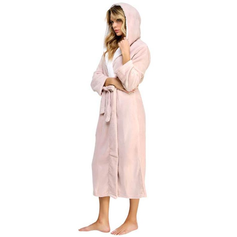 Janette Pink Hooded Plush Robe - VacationGrabs