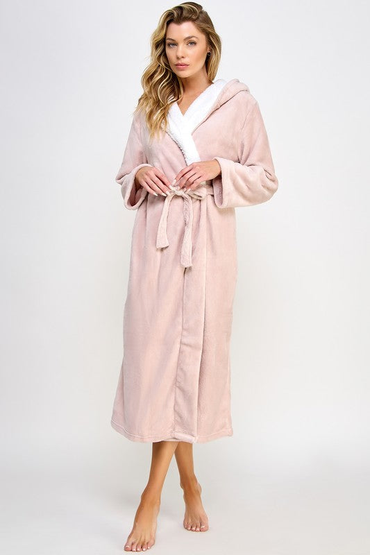 Women's Sleepwear/LoungewearJanette Pink Hooded Plush Robe - VacationGrabs