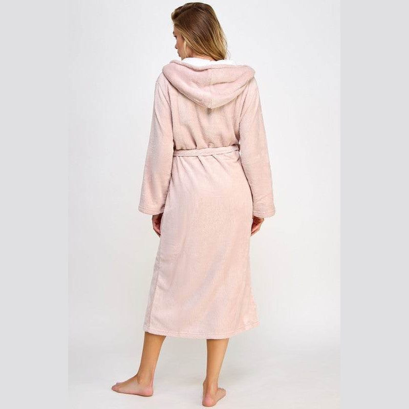 Janette Pink Hooded Plush Robe - VacationGrabs