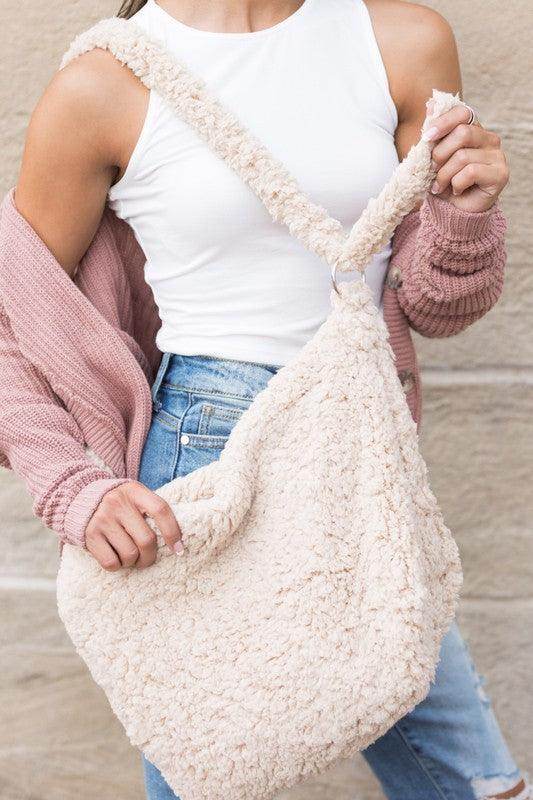 Boucle Sherpa Messenger Bag - VacationGrabs