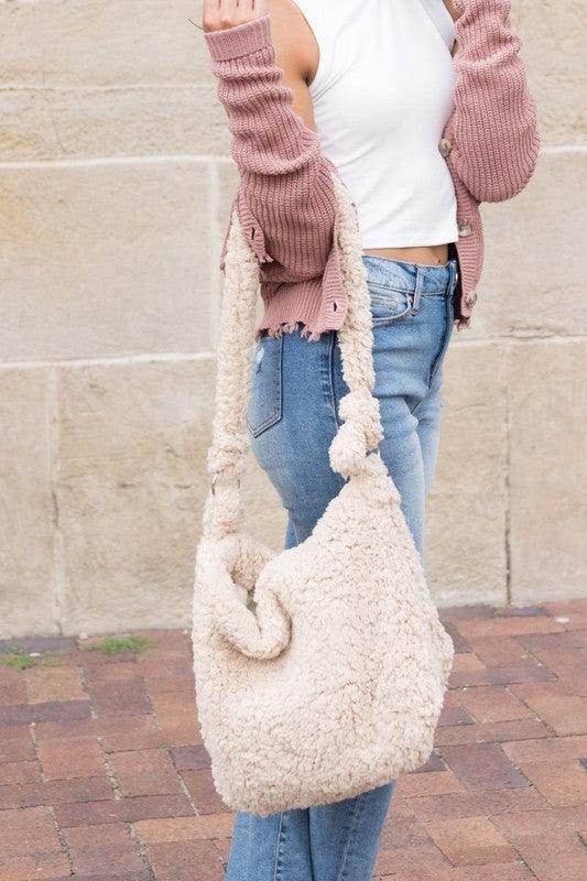 Boucle Sherpa Messenger Bag - VacationGrabs
