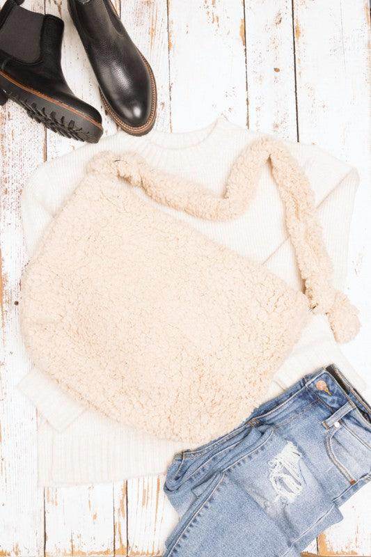Boucle Sherpa Messenger Bag - VacationGrabs
