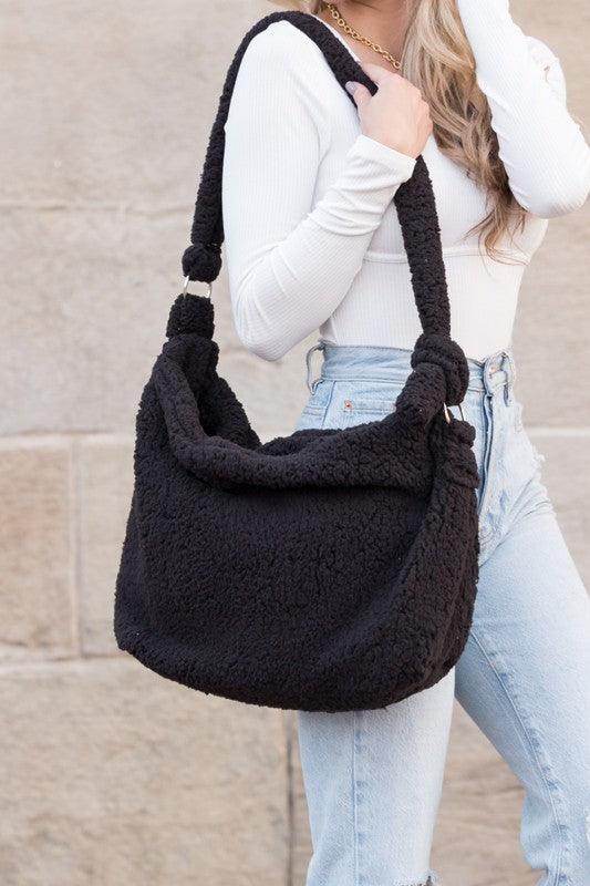 Boucle Sherpa Messenger Bag - VacationGrabs