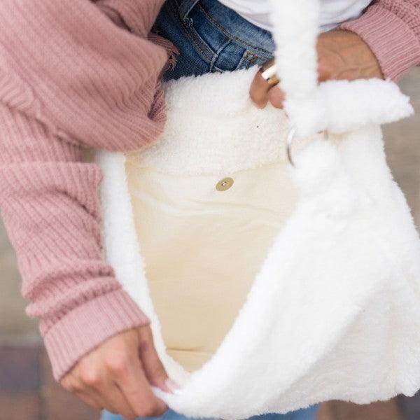 Boucle Sherpa Messenger Bag - VacationGrabs