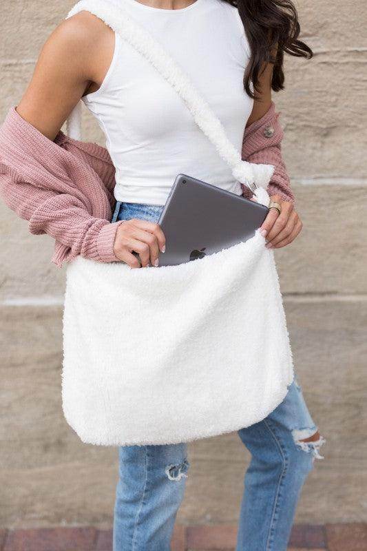 Boucle Sherpa Messenger Bag - VacationGrabs