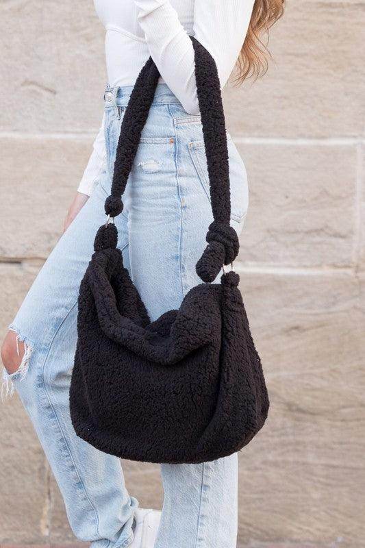 Boucle Sherpa Messenger Bag - VacationGrabs